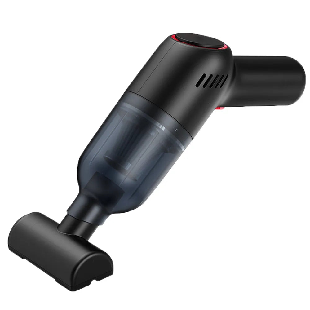 Black handheld cordless vacuum cleaner.